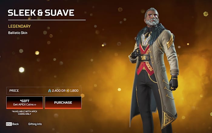 Ballistics' Legendary Skin ‘Sleek & Suave’ in the Uprising Collection Event in Apex Legends.